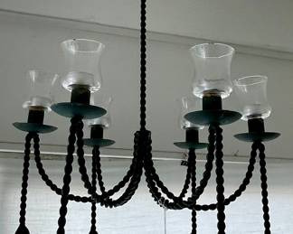 LARGE WROUGHT IRON CANDLE CHANDELIER