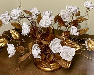 ITALIAN METAL LEAF AND PORCELAIN TABLE ART by PAULUX