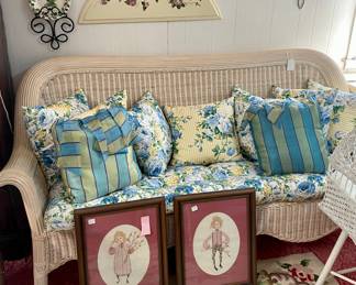 WICKER SOFA, FRAMED ART & MORE!