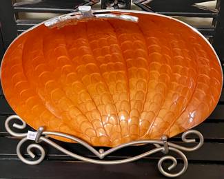 LARGE ENAMELED PUMPKIN BOWL