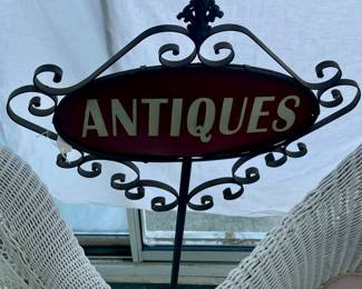 WROUGHT IRON "ANTIQUES" SIGN