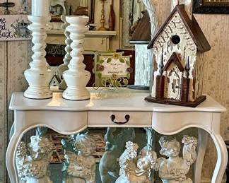 BRAMBLE DESK, CHERUBS, BIRDHOUSE, CANDLE PILLARS, ORNATE MIRROR & MORE