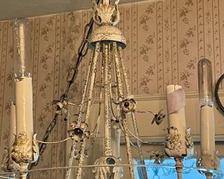 ANTIQUE WROUGHT IRON CHANDELIER