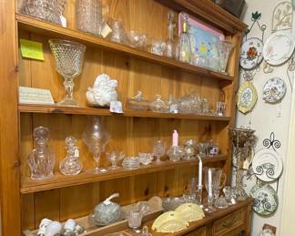 VINTAGE GLASSWARE, PLATES & MISCELLANEOUS DECOR/ACCENTS (HUTCH IS NOT FOR SALE)
