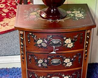 LARGE GREENBOWL, PAINTED END TABLE/CABINET