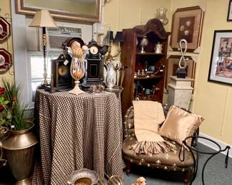 SETTEE, WALL SCONCES, VASES, METAL VASES, CANDLESTICK LAMPS & MORE