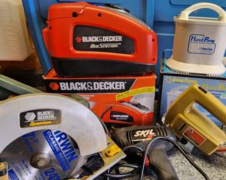 Black & Decker Quantum circular saw, air compressor, cordless pump, Skil drill and jigsaw!