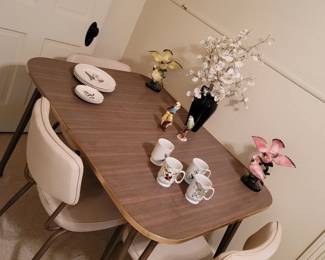 Vintage Dining Table w/4 Chairs, Vintage Bird Figurines
