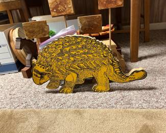 Handmade wooden ankylosaurus toy
