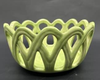 Lime Green Open Lattice Ceramic Bowl