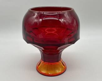 Vintage Amberina Glass Pedestal Bowl