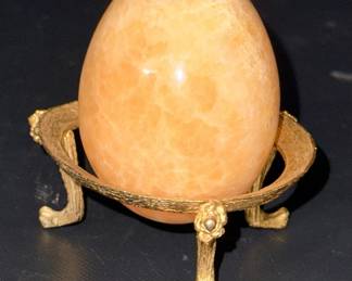 Polished Chalcedony Stone Egg on Stand