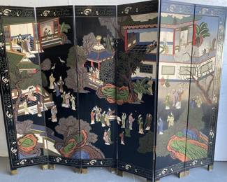 Chinese Coromandel Black Lacquered 6-Panel Screen