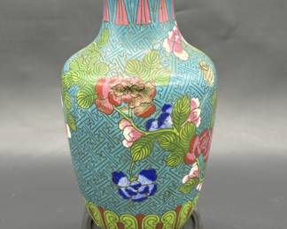Vintage Asian Green Cloisonné Vase