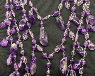 925 Silver w/ Amethyst 18in Necklace, TW 180.6g