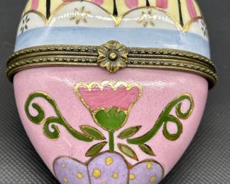 Enameled Pink Heart Trinket / Pill Box
