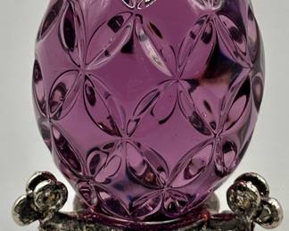 Waterford  Crystal Purple Egg on Stand, Marked