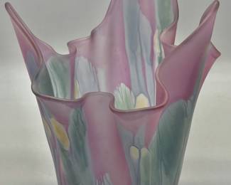 Art Nouveau Satin Glass Handkercheif Vase
