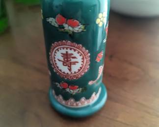 Vintage Porcelain Hand-Painted Chinese Toothpick Holder 