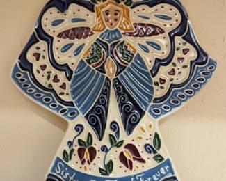 J Duban Designs Hanging Ceramic Tile Handcrafted Angel Sisters Are Friends