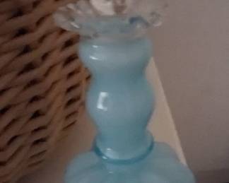 Vintage Fenton Blue Melon Perfume Bottle Glass