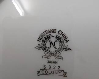 Vintage Wedding China Noritake Colony Pattern White w/ Platinum Trim #5932