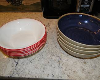Coreel bowls, and plastic serving bowls