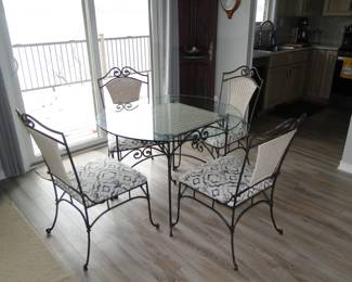 54  inch glass top kitchen table with 6 matching chairs