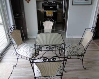 54  inch glass top kitchen table with 6 matching chairs