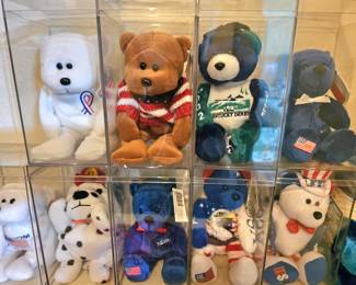 beanies in display cases 