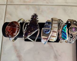 Silver cuffs with large stones