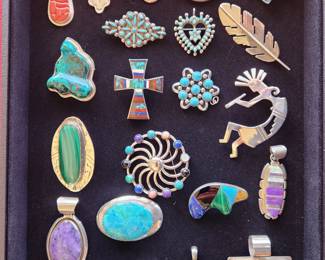 Native american pins, pendants and broaches