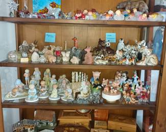 Swiss music boxes, disney figurines, Simpich snow babies and more