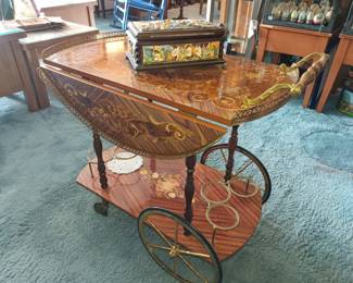 Inlaid tea cart