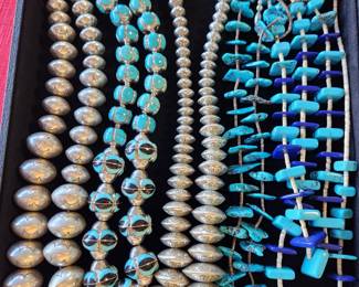 Turquoise and silver necklaces