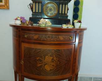 Mantle clock and inlaid side table