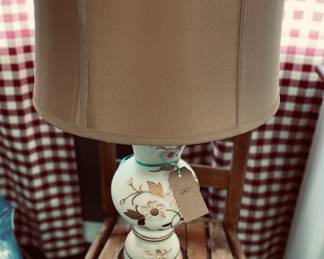 Hand Painted Lamp with Silk Shade 