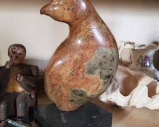 Original Ralph Hurst hand carved multi-colored alabaster Bird sculpture