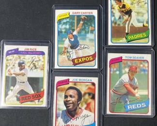 (5) 1980 Topps Baseball Cards w/ HOF