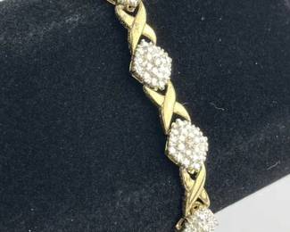 925 Silver Gold Tone Diamond Bracelet