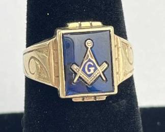 10K Yellow Gold Free Mason Ring, Vintage