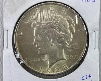 1923 Peace Silver Dollar, US $1 Coin, UNC