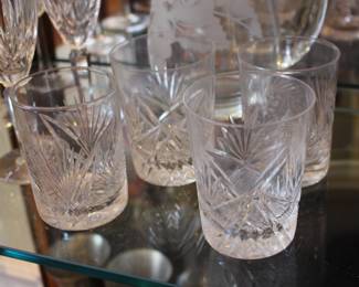 1940s and 1950s Bohemian crystal glasses