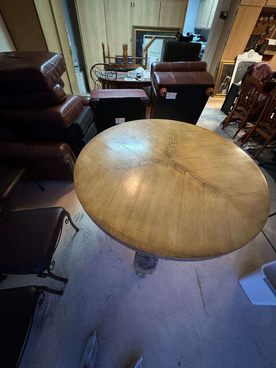 Custom large 5ft round table (30 in tall x 64 in). Maker: Stanley Klonowski Fine Woodworking & Design 