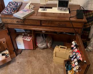 Singer sewing machine and sewware. 