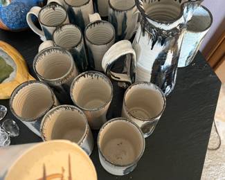 Signed pitcher and glasses