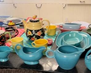 Vintage Fiesta pottery— Mary Engelbrecht tea set.