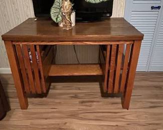 Stickley-esque desk  & Sony TV. 