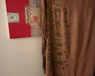 Gorgeous textiles and original artwork.