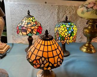 stained glass lamps - bedside table.